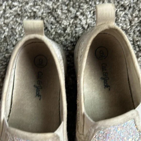 Cat & Jack toddler girl sparkle slip on tennis shoes size 9 - Picture 5 of 7